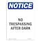 Signmission OSHA Notice Sign, 10" Height, Rigid Plastic, No Trespassing After Dark Sign, Portrait OS-NS-P-710-V-14906 - alternate 1